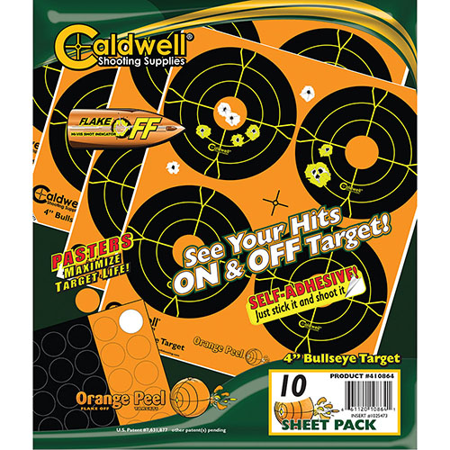 Celuj w cel z celami Orange Peel® od Caldwell®! Dzięki technologii flake-off widzisz trafienia na i poza celem, co ułatwia celowanie nawet na dużych odległościach.