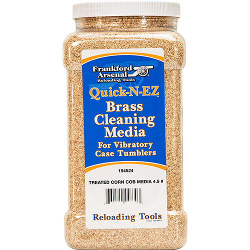 Frankford Arsenal Brass Cleaning Media to skuteczne połączenie czyszczenia i polerowania. Treated Corn Cob Media z dodatkiem polerki do mosiądzu w wygodnym pojemniku.