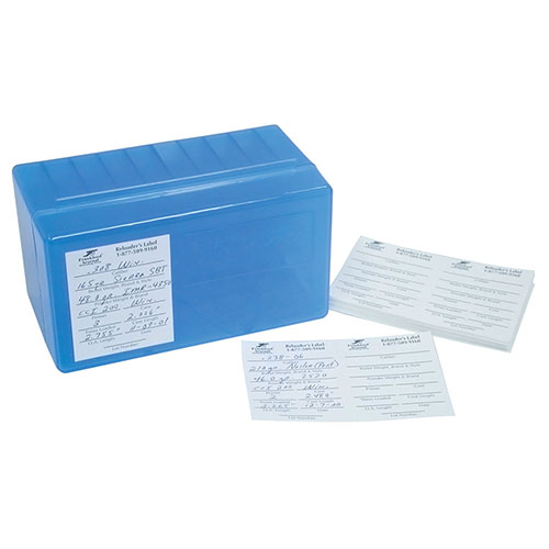 Etykiety Frankford Arsenal do reloadingów umożliwiają łatwe zapisanie danych o amunicji, są samoprzylepne i doskonale pasują do plastikowych pudełek na naboje.