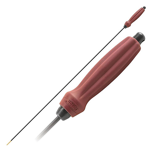 Rura czyszcząca Tipton z włókna węglowego 22-26 cali łączy trwałość stali nierdzewnej z bezpieczeństwem dla lufy, oferując ergonomiczną rączkę i dużą elastyczność.