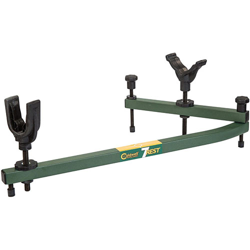 Caldwell 7-Rest™ to innowacyjny akcesorium strzeleckie z asymetryczną ramą, regulowanymi podporami i możliwością składania, idealne dla strzelców prawo- i leworęcznych.