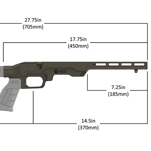 System Chassis MDT LSS-RF Gen 2 to lekka i kompaktowa konstrukcja dla karabinów 22LR/17 HMR, kompatybilna z magazynkami fabrycznymi i akcesoriami M-Lok.