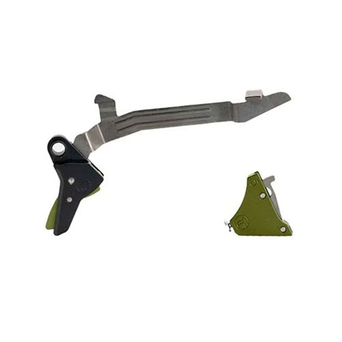 Zestaw Ultimate Builder’s Kit Timney dla Glock Gen 3-4 oferuje lekki, 2.5-3 lb spust, stalowy strajker i zwiększoną trwałość dzięki powłoce NP3.