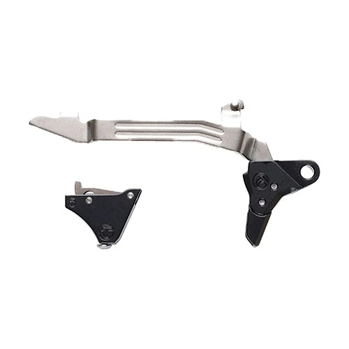 GLOCK PIVOT SAFETY TRIGGERS od TIMNEY to zestaw triggerów drop-in z pull weight 3lb, zapewniający czyste i precyzyjne strzały bez modyfikacji.