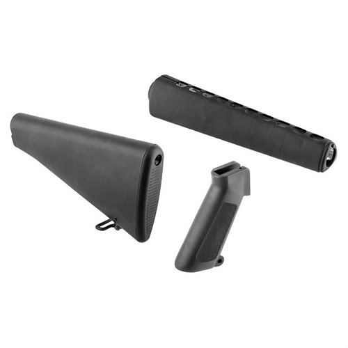 Zestaw mebli AR-15 RETRO od Brownells idealnie odwzorowuje oryginalne komponenty M16A1, dostępne w różnych kolorach, aby odtworzyć klasyczny styl.