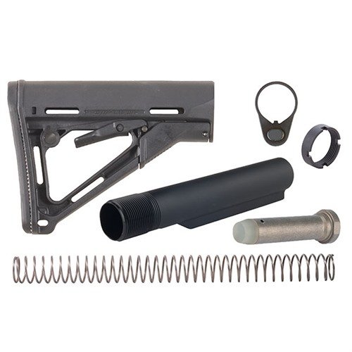 Zestaw AR-15 CTR Stock Assy oferuje solidną konstrukcję, szybkie regulacje długości, oraz wszechstronność mocowania dla ambidextrous sling, dostępny w różnych kolorach.