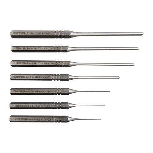 Premium Roll Pin Punches od Brownells to wytrzymałe narzędzia ze stali węglowej, z kulistym końcem, które zapewniają precyzyjny montaż i demontaż rolkowych pinów.