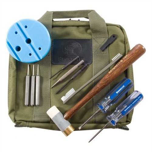 Zestaw narzędzi Brownells Pistol Field Pack do M&P oferuje trwałą, przenośną torbę z wysokiej jakości narzędziami do konserwacji pistoletów Smith & Wesson.