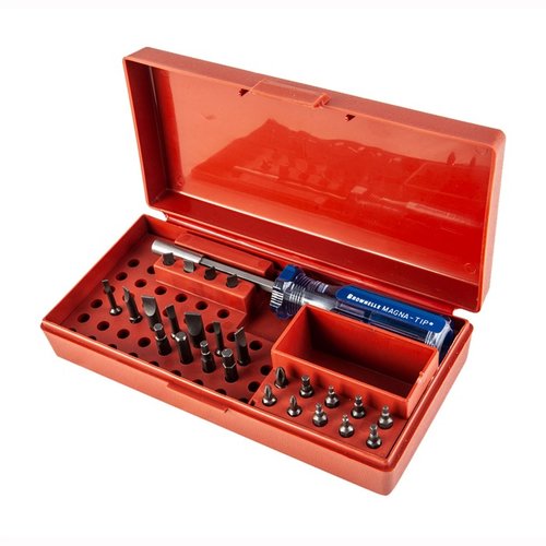 Zestaw Brownells Standard Magna-Tip® oferuje wszechstronność dzięki 24 wymiennym bitom, ergonomicznemu uchwytowi i trwałej konstrukcji, idealny do konserwacji broni.