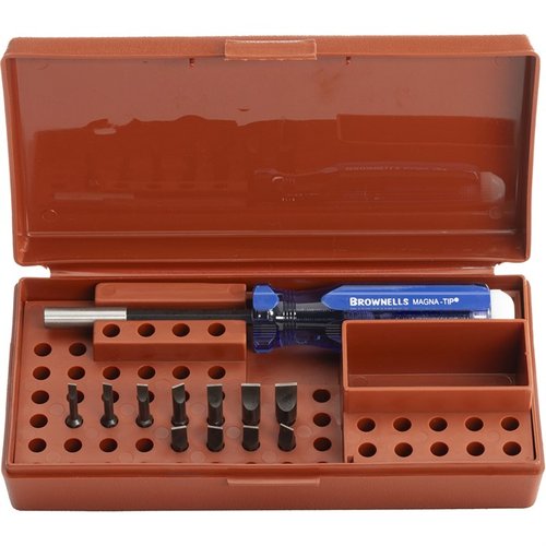 Zestaw Brownells Standard Magna-Tip® #3 oferuje różnorodne wkrętaki z ergonomiczną rączką, trwałą konstrukcją i precyzyjnymi końcówkami do konserwacji broni.