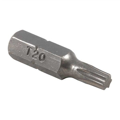 Zestaw TORX® BITÓW T20 od BROWNELLS to 10 precyzyjnych bitów o długości 2,5 cm, idealnych do użycia w różnych zastosowaniach, w tym przy montażu ringów celowniczych.