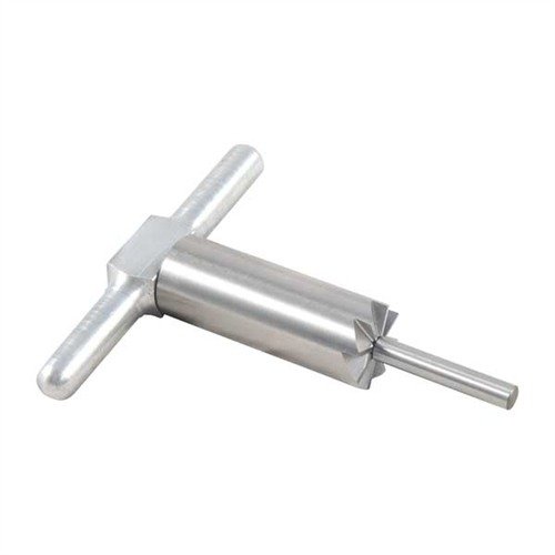 90° cutter z hartowanej stali precyzyjnie wyrównuje wyloty broni, umożliwiając ich naprawę i dostosowanie do różnych kalibrów dzięki wymiennym pilotom.