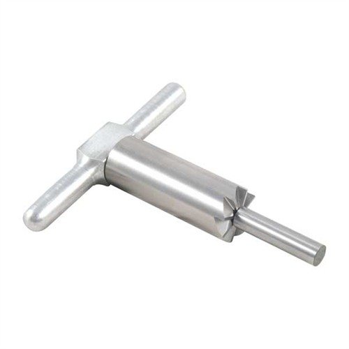 90° MUZZLE FACING CUTTER z hartowanej stali precyzyjnie wyrównuje wyloty broni, naprawia uszkodzenia i pozwala na łatwą wymianę pilotów dla różnych kalibrów.