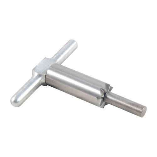 90° MUZZLE FACING CUTTER z hartowanej stali umożliwia precyzyjne prostowanie i naprawę wylotów broni, z wymiennym pilotem dla różnych kalibrów.