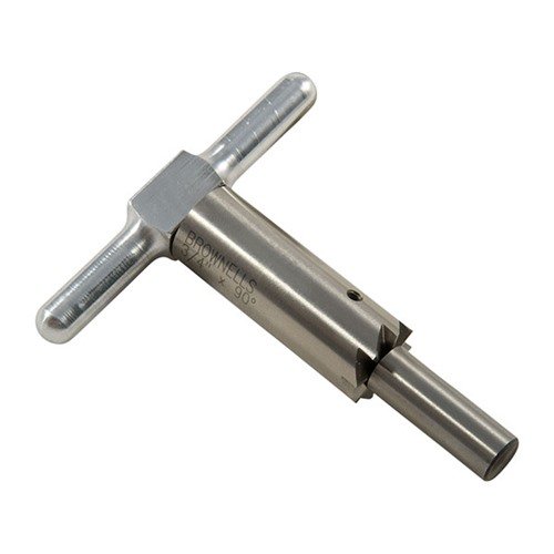 90° MUZZLE FACING CUTTER z hartowanej stali precyzyjnie wyrównuje wyloty broni, umożliwiając naprawę uszkodzeń i dostosowanie różnych kalibrów.