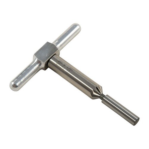 Narzędzie 45° do fazowania wylotów i komór cylindrów poprawia wydajność ładowania oraz zapewnia czyste wyjście pocisku dzięki wymiennym pilotom.