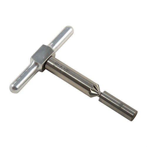 Narzędzie 45° do fazowania wylotów i komór cylindrów zapewnia czyste wyjście pocisku oraz szybsze ładowanie w rewolwerach, idealne do różnych kalibrów.