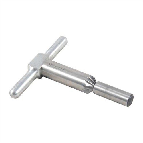 Narzędzie do fazowania 45° wygładza krawędzie lufy i komór bębna, co przyspiesza ładowanie rewolwerów i zapewnia czyste wyjście pocisku.