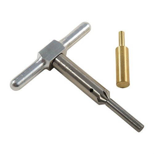 Zestaw STEEL ONE CALIBER umożliwia precyzyjne wygładzanie i fazowanie wylotów lufy, zapewniając czysty wylot pocisku oraz szybką wymianę w rewolwerze.