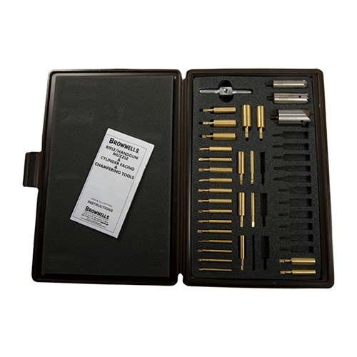 Zestaw narzędzi Brownells do chamferowania i wykańczania umożliwia precyzyjne i profesjonalne wykończenie luf, poprawiając ich funkcjonalność i wygląd.