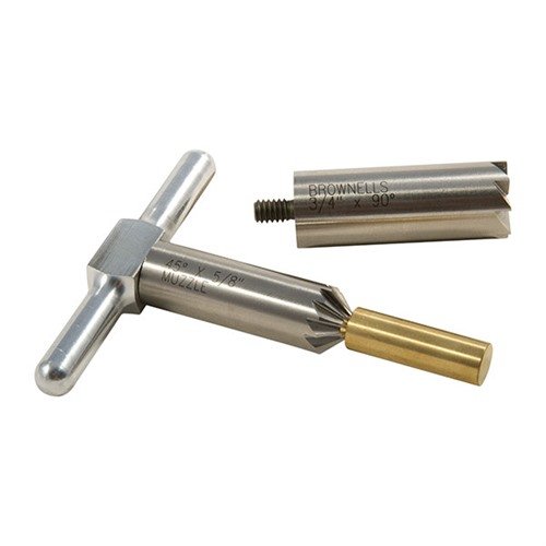 Zestaw BRASS ONE CALIBER umożliwia precyzyjne prostowanie i fazowanie wylotów broni, zapewniając czysty wyjazd pocisku i szybką wymianę w rewolwerze.