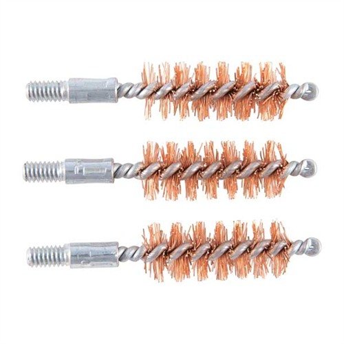 Podwójnie wytrzymałe szczotki do luf, wykonane z grubego brązu fosforowego, skutecznie usuwają trudne zanieczyszczenia z broni palnej bez rysowania luf.