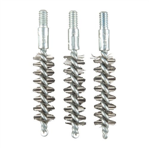 Zestaw 3 szczotek do czyszczenia lufy z nierdzewnej stali, idealny do usuwania ołowiu i rdzy. Wysoka jakość w korzystnej cenie, trwała konstrukcja.