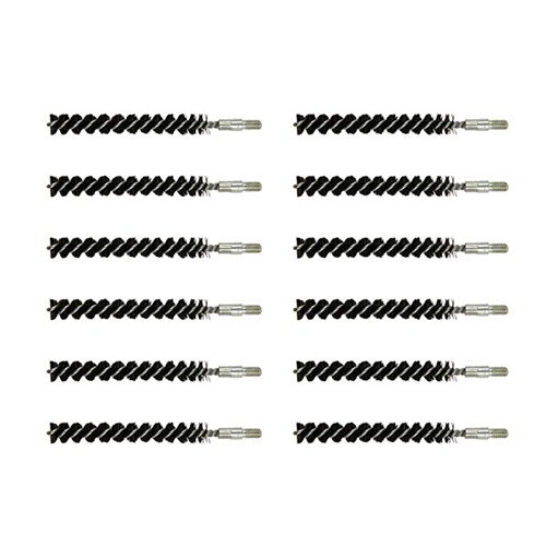 Wysokiej jakości nylonowe szczotki do lufy, odporne na rozpuszczalniki, z jednoczęściowym stalowym trzonkiem, doskonałe do skutecznego czyszczenia broni.