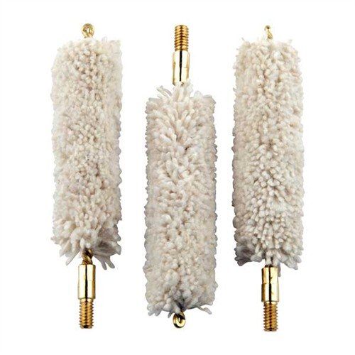 Mopy bawełniane Brownells skutecznie wchłaniają środki czyszczące i oleje, a ich naturalne działanie szorujące usuwa zanieczyszczenia z lufy.