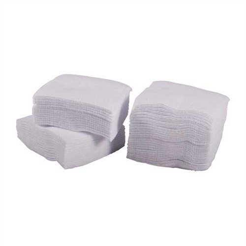 Wybierz wysokiej jakości, 100% bawełniane patche czyszczące Brownells w wygodnych opakowaniach po 100 sztuk, idealne do polowań i przechowywania.