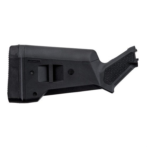 SGA Buttstock dla Mossberg 500/590 to regulowany, ambidextrous uchwyt, oferujący komfort, redukcję odrzutu i możliwość dostosowania długości do 14.5