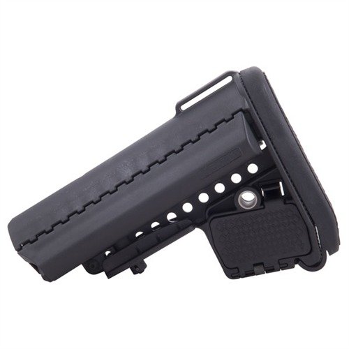 Regulowany stock AR-15 EMOD oferuje doskonałą kontrolę broni, dodatkowe schowki na baterie oraz wygodny podparcie policzka dla lepszej stabilności.