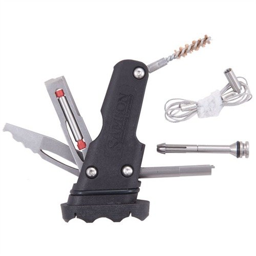 Wszechstronny zestaw narzędzi AR-15 A2 przechowuje się w uchwycie pistoletowym, oferując niezbędne narzędzia do szybkich napraw w terenie.