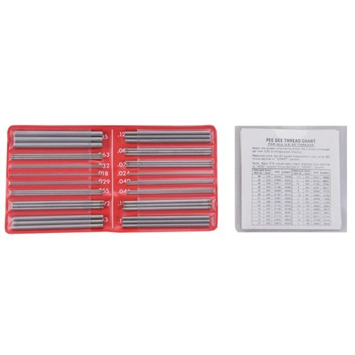PEE DEE THREAD MEASURING WIRES umożliwiają szybkie i precyzyjne pomiary średnic gwintów, idealne do cięcia i sprawdzania gwintów na śrubach precyzyjnych.