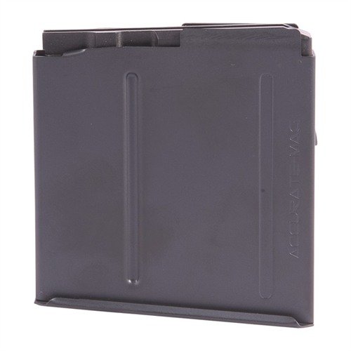 Wysokiej jakości magazyn AICS .338 Lapua, wykonany ze stali, z wykończeniem Teflon, zapewniający niezawodne działanie i różne długości nabojów.