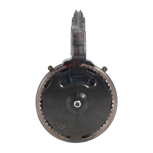 Niezawodny, pojemny magazynek bębnowy 50RD do M&P 15-22, wykonany z wytrzymałego poliwęglanu, łatwy do czyszczenia, idealny do strzelania w trybie semi- i full-auto.