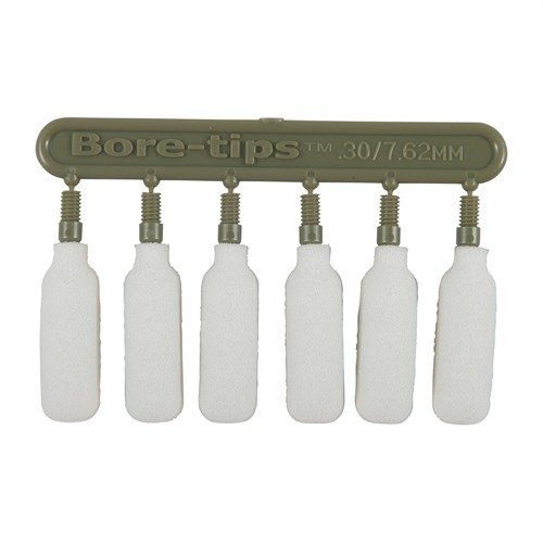 SUPER BRUSH BORE TIPS to wielorazowe końcówki do czyszczenia kal. .30, które idealnie pasują do lufy, pochłaniają chemikalia i są łatwe w użyciu.