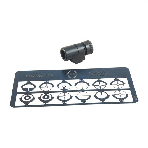 Teleskopowy celownik z 12 wymiennymi wkładkami, stalowa konstrukcja, matowe wykończenie, idealny w połączeniu z tylnymi celownikami Creedmoor.