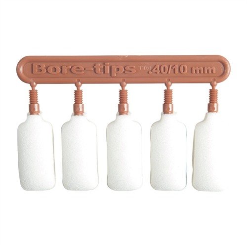 .40 cal/10mm Bore Tips to wygodne, wielokrotnego użytku końcówki do czyszczenia, idealnie dopasowane do lufy, wchłaniające środki czyszczące.