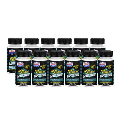 Lucas Extreme Duty Bore Solvent skutecznie czyści i chroni broń, nie wymaga mieszania, ma przyjemny zapach winogron i jest bezpieczny dla wykończeń.