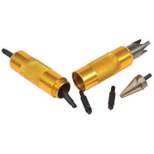 Uniwersalny CASE PREP MULTI-TOOL od Lyman to kompaktowe narzędzie, które łączy wszystkie akcesoria do przygotowania łusek w jednym miejscu, z wymiennymi końcówkami.