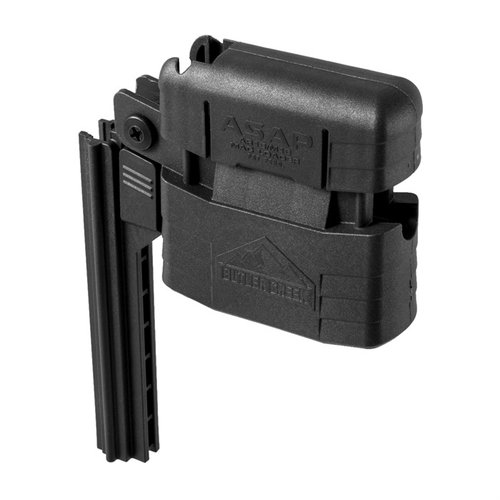 Butler Creek ASAP Universal AR-15/M16 Magazine Loader umożliwia szybkie ładowanie magazynków, oferując 3 metody oraz możliwość załadowania do 10 nabojów jednocześnie.