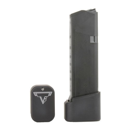 Podstawka BASE PAD do GLOCK® 19/23 ułatwia szybkie przeładowanie, pasuje do magazynków GLOCK OEM, wykonana z CNC anodowanego aluminium, bez dodatkowych części.