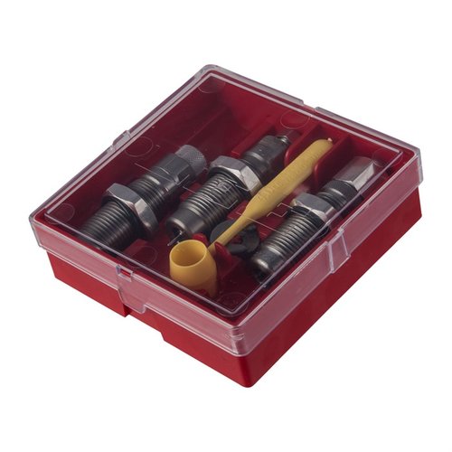 Zestaw LEE PRECISION 3-die do 7.62 Russian Nagant zawiera die do pełnego rozmiaru, osadzania pocisków i rozszerzania proszku, bez potrzeby smarowania.