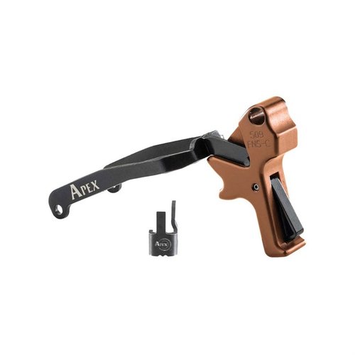 Zestaw Apex FN 509 Action Enhancement poprawia komfort strzelania dzięki lżejszemu, krótszemu i szybszemu spustowi, bez zmiany funkcji zabezpieczeń.