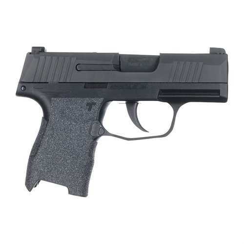 TALON Grips do Sig Sauer P365 zapewniają pełne pokrycie paneli bocznych, obszaru pod kciukiem, pod osłoną spustu oraz na tylnej części chwytu.