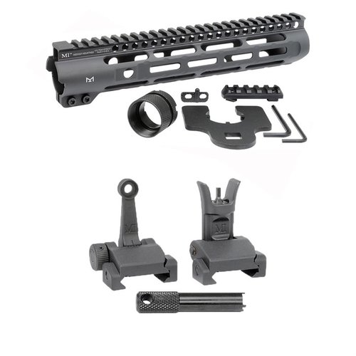 Zestaw AR-15 Slim Line Handguards z Flip-Up Combat Sights łączy ergonomiczne uchwyty M-LOK i łatwe w użyciu celowniki A2, idealne dla strzelców.