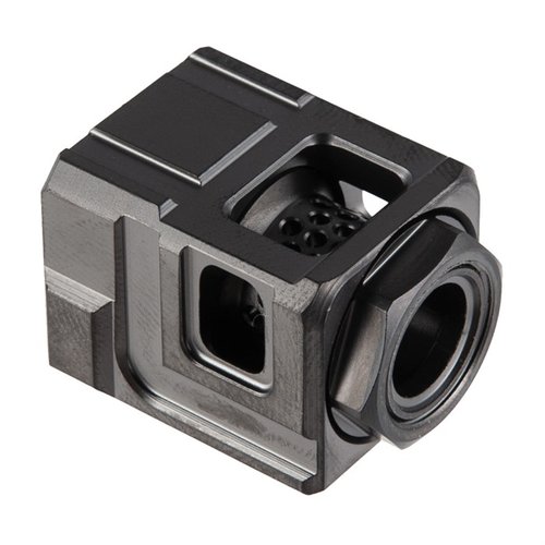 Qube compensator do GLOCK® redukuje odrzut, mocowany bez użycia śrub, pasuje do modeli G17, G19, G26, G34 i G45 z gwintem 1/2-28 lub M13.5-1LH.