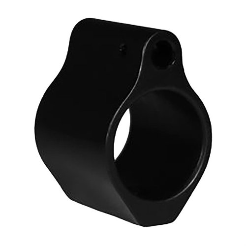 Blok gazowy SADLAK Industries o niskim profilu, wykonany ze stali nitrydowej, idealny do budowy AR-15/M16, zapewnia solidne mocowanie i minimalistyczny wygląd.