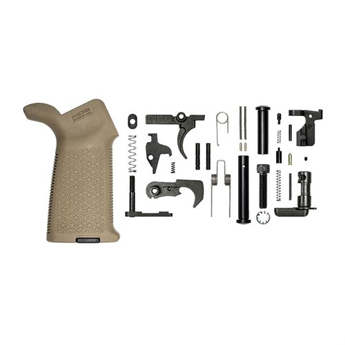 Zestaw AR 308 M5 Lower Parts Kit z gripem Magpul MOE to idealne rozwiązanie dla budujących AR-308, oferujące wysokiej jakości części i wygodny uchwyt.